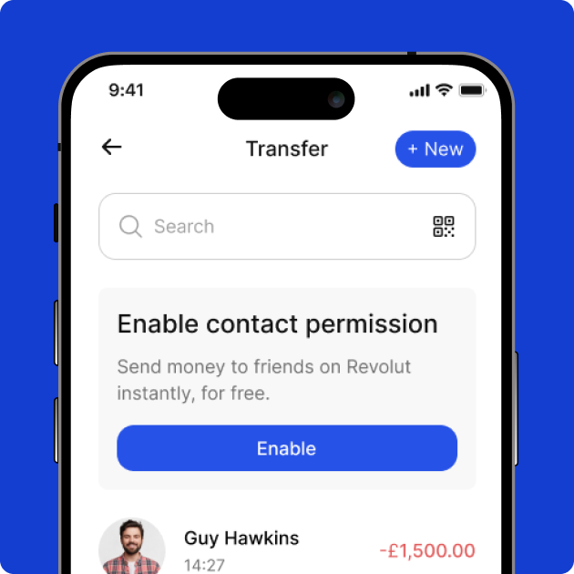 Mobile App Transfer Screen - Enable Contact Permission