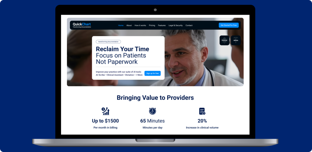 QuickChart Website Homepage - Reclaim Your Time, Focus on Patients