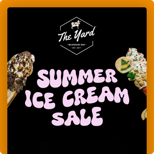 The Yard Summer Ice Cream Sale Email Design with Stylized Logo and Ice Cream Images