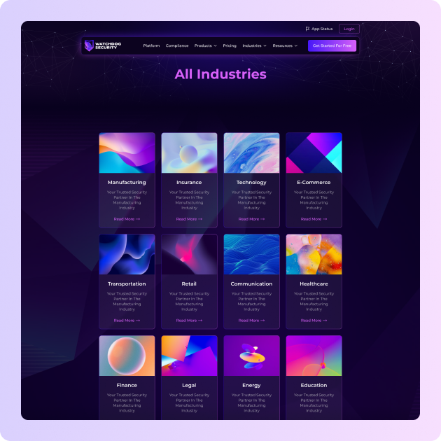 Watchdog Security Website - All Industries Page