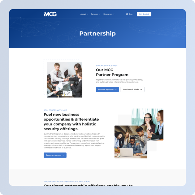 MCG Website - Partnership Page: Our MCG Partner Program