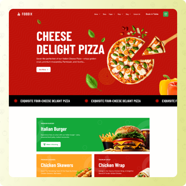 Foodix Website Homepage - Cheese Delight Pizza: Four-Cheese Heaven