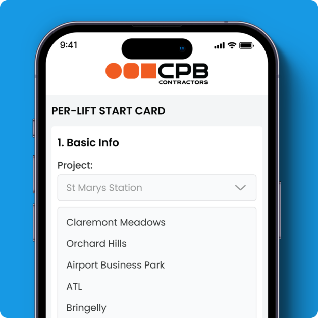 CPB Contractors Per-Lift Start Card App - Lift Calculations Screen