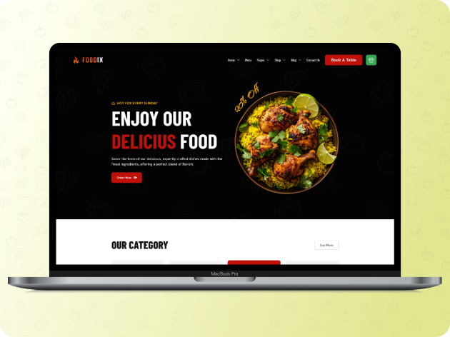 Foodix Website Homepage - Enjoy Our Delicious Food Online