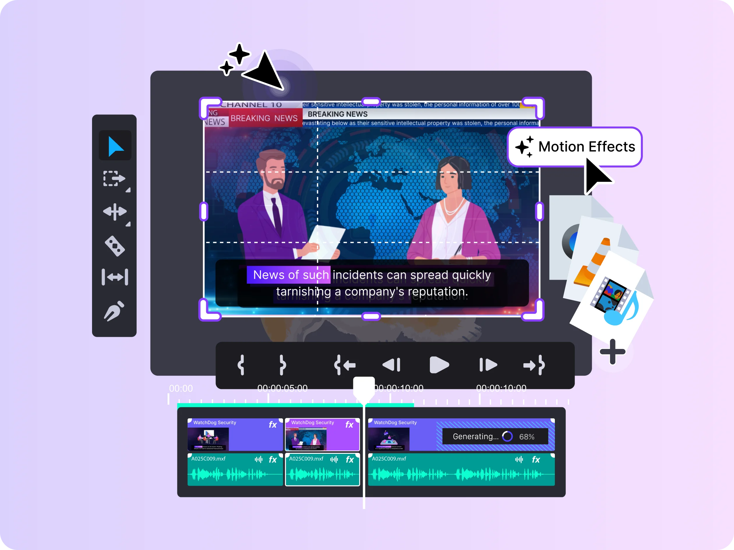 Video Editing Interface: Applying Motion Effects to a Cybersecurity Breaking News Segment